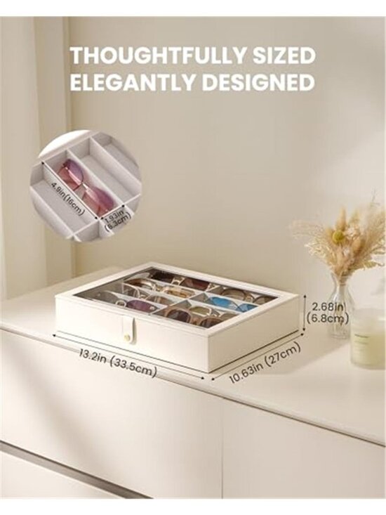 Lolalet 10 Slots Sunglasses Organizer with Slim Clear Lid Eyeglasses